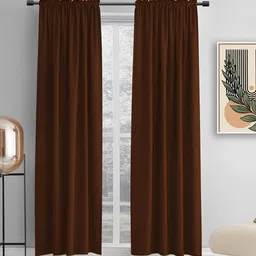 THE CONVERSION Coffee Brown Set of 2 Long Door Curtain image 1