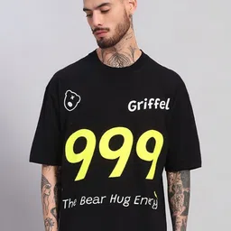 GRIFFEL Men Typography Printed Round Neck Cotton Oversized T-shirt-picture-12
