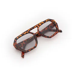 PELLE LUXUR Unisex Grey Lens & Leopard Print Oversized UV Protected Sunglasses image 3