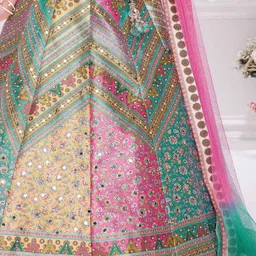 BAESD Girls Printed Mirror Work Ready to Wear Lehenga & Blouse With Dupatta image 4