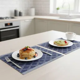 TASKHOUSE 6Pcs Blue & Grey Diamond Patterned Table Placemats image 5