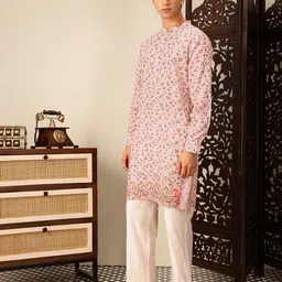 House of Pataudi Floral Printed Sequinned Jashn Straight Kurta image 4