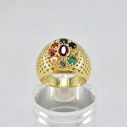 Navkar Crafts Unisex Gold-Plated Navratna Ring image 3
