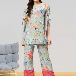 all about you Round Neck Three Fourth Sleeves Tunic With Trousers Co-Ords-picture-41