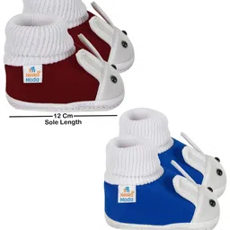Neska Moda 6 To 12 Months Pack of 2 Pair Cotton Baby Booties (Maroon, Blue) image 2
