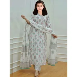 Vetrokart Girls Ethnic Motifs Printed Regular Kurta with Trousers & With Dupatta image 4