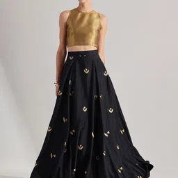 Pink Fort Round Neck Tissue Top With Skirt Co-Ords-image-73