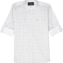 CHARCHIT Boys Geometric Printed Spread Collar Comfort Relaxed Fit Cotton Shirt-image-1