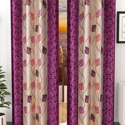 Galaxy Home Decor Purple 2 Pieces Floral Window Curtain-image-7