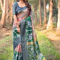 ALMAARI FASHION Ethnic Motifs Printed Banarasi Saree image 4
