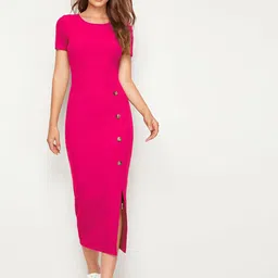ANBICH DESIGNS Women Solid Applique Bodycon Knee Length Dress-picture-38