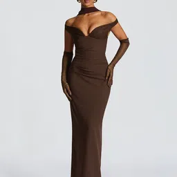 LULU & SKY Women Off-Shoulder Maxi Sheath Dress image 1