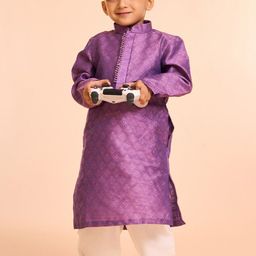 Manyavar Boys Floral Woven Design Mandarin Collar Straight Kurta With Pyjamas-picture-13