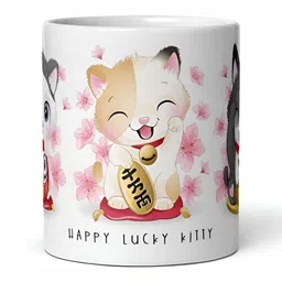 Mr UVD White & Pink Cartoon Characters Printed Ceramic Matte Mug 350 ml image 3