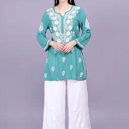 SUFIZA LIFESTYLE Women Floral Embroidered Thread Work Kurti-picture-17
