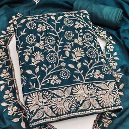 Rangtulika Ethnics Floral Embroidered Thread Work Pure Silk Unstitched Dress Material-picture-31