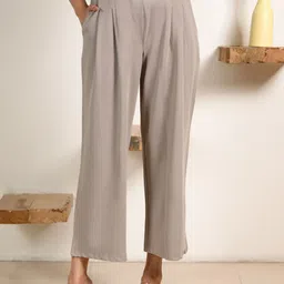 PRIDEWEAR Women Relaxed High-Rise Wrinkle Free Pleated Trousers-picture-37