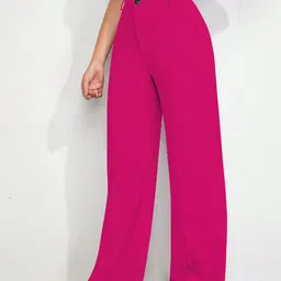 BAESD Women Relaxed Straight Leg High-Rise Non Iron Trousers image 4