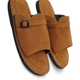 DFR Men Tan Fabric Comfort Sandals image 3