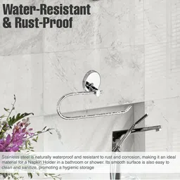 GLOXY Silver-Toned Solid Stainless Steel Towel Holder image 2