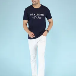 NOBLE HUSTLE Men Typography Printed Round Neck Cotton T-shirt image 3