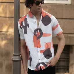 Powerlook Men Abstract Printed Spread Collar Casual Shirt image 5