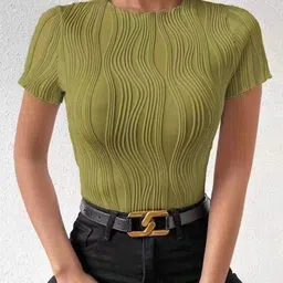 StyleCast Women Self Design Round Neck Top image 1