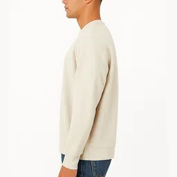 Moda Rapido Men Off White Fleece Pullover Sweatshirt image 4