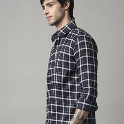 TRYBUY.IN Men Standard Buffalo Checks Opaque Checked Casual Shirt image 5