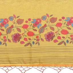 Snofi Creation Floral Printed Zari Block Print Saree image 5