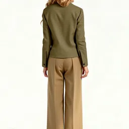 HERE&NOW Women Spread Collar Solid Tailored Jacket image 3