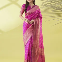 KALINI Pink Silk Blend Woven Design Sarees-picture-28