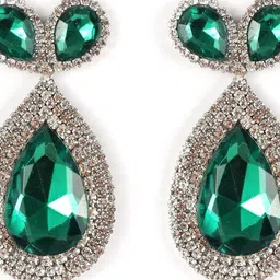 StyleCast Silver-Plated Rhinestone Studded Teardrop Shaped Drop Earrings image 4