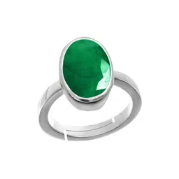 RRVGEM 5.25 Ratti Silver Plated Adjustable Colombian Emerald RIng image 3