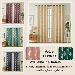 GEET CREATIONS Navy Blue Set of 2 Floral Long Door Curtain image 3