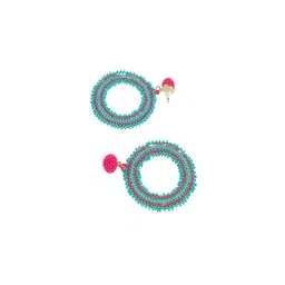 Sangria Artificial Beaded Circular Shaped Drop Earrings image 3