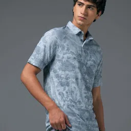 Technosport Men Anti Static Abstract Printed Polo Collar Slim Fit T-shirt image 2