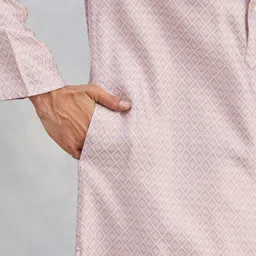 Fabindia Geometric Woven Design Band Collar Viscose Silk Straight Kurta image 4