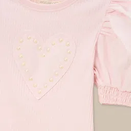 Angel & Rocket Girls Self Design Puff Sleeves Pure Cotton T-shirt image 3