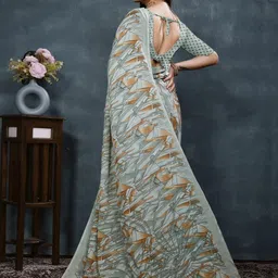 KANOODA Geometric Printed Pure Georgette Saree-image-24