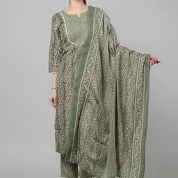ETRAANA Women Floral Printed Regular Kurta with Trousers & Dupatta-image-59
