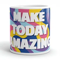 Mr UVD White & Blue Typography Printed Ceramic Glossy Mug 350 ml image 4