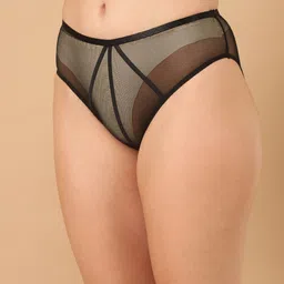 PrettyCat Transparent Mid Rise Bikini Briefs PC-PA-7040-BLK-S image 3