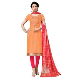 HERE&NOW Floral Embroidered Cotton Unstitched Dress Material-picture-15