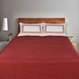 saral home Rust Geometric 144 TC 100% Cotton Queen Sized Bed Sheets with 2 Pillow Covers image 2