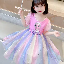 Xsole Girls Graphic Printed Round Neck Fit & Flare Mini Dress-picture-20