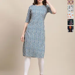 7Threads Selection Of 6 Chevron Printed Round Neck Straight Kurta-picture-35