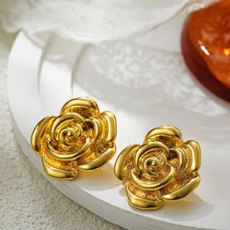 DressBerry Stainless Steel Gold-Plated Floral Shaped Anti Tarnish Studs-picture-33