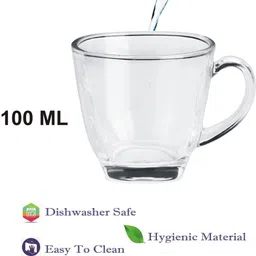 SOMIL Set Of 6 Transparent & White Glass Transparent Cups Set image 2