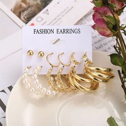 PolluxCraft Set Of 6 Gold-Plated Contemporary Korean Hoop Earrings-picture-27